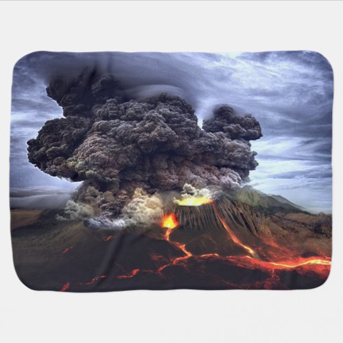 Erupting Volcano on Mountain Baby Blanket