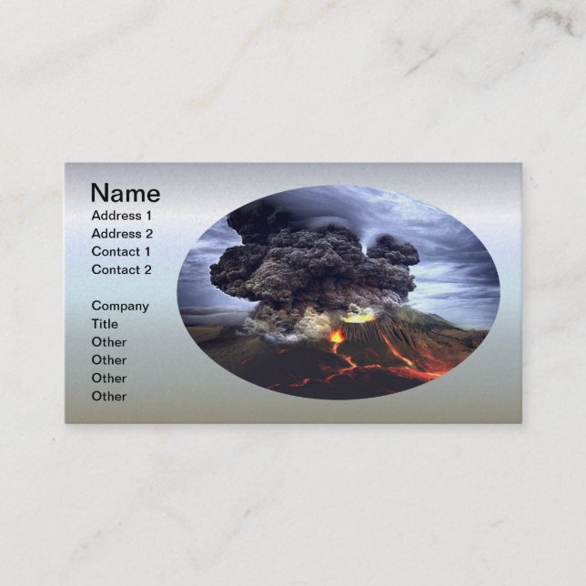 Erupting Volcano on Mountain Business Card (Front)