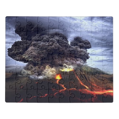 Erupting Volcano on Mountain Jigsaw Puzzle