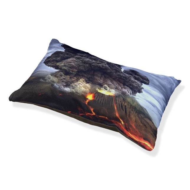 Erupting Volcano on Mountain Pet Bed (Angled)