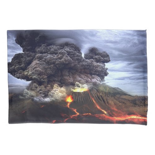 Erupting Volcano on Mountain Pillow Case