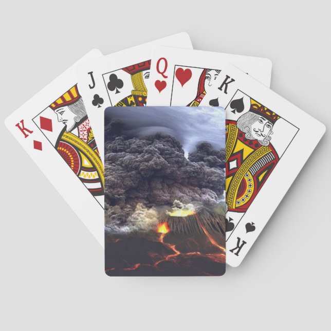 Erupting Volcano on Mountain Poker Cards (Back)