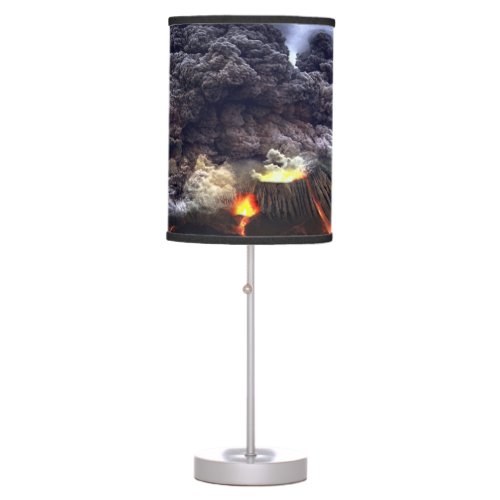 Erupting Volcano on Mountain Table Lamp
