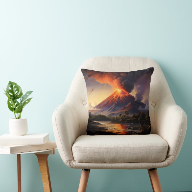 Erupting Volcano Throw Pillow (Chair)