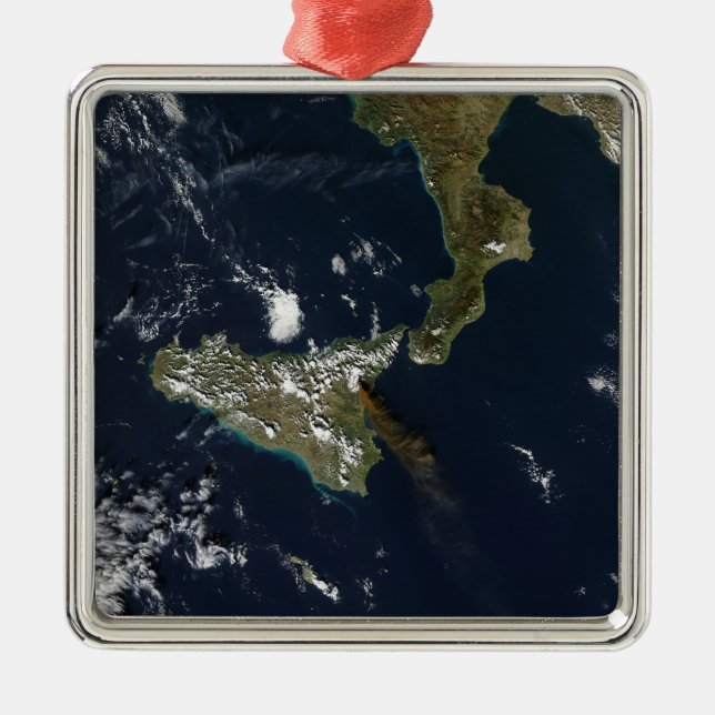 Eruption of Mt Etna in Sicily Metal Ornament (Front)