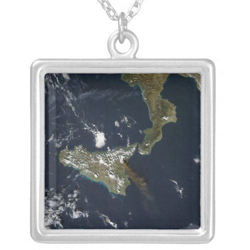 Eruption of Mt Etna in Sicily Silver Plated Necklace