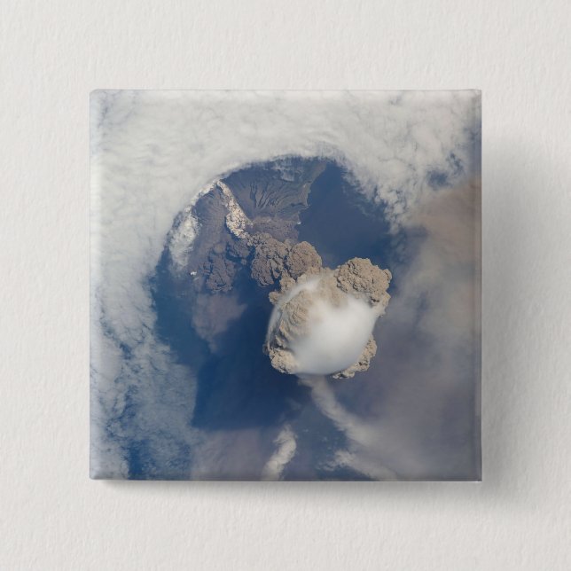 Eruption of Sarychev volcano 2 Pinback Button (Front)
