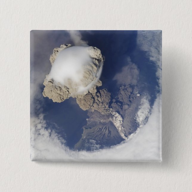Eruption of Sarychev volcano Pinback Button (Front)