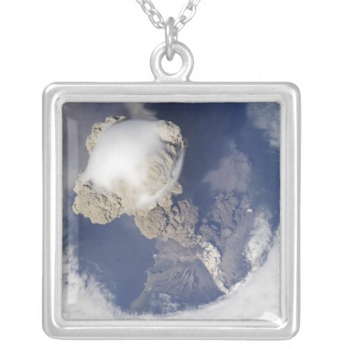 Eruption of Sarychev volcano Silver Plated Necklace