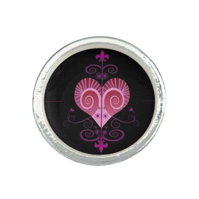 ERZULI FREDA DAHOMEY VEVE SECRET VODOU GEOMETRY  RING (Front)