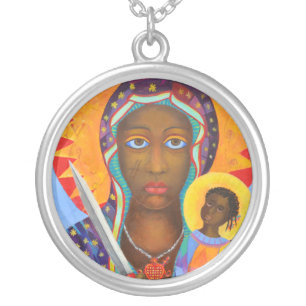 Erzulie Dantor Black Madonna Voodoo New Orleans Silver Plated Necklace