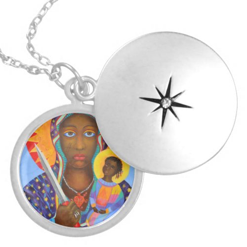 Erzulie Dantor Haitian Voodoo Lwa Black Madonna Locket Necklace