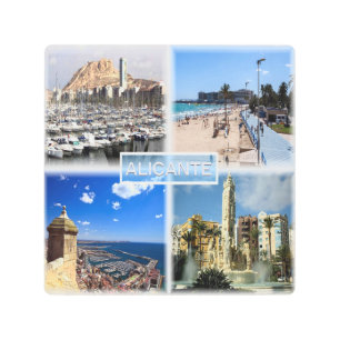 ES Alicante - Skyline - Postiguet beach - Explanad Metal Print