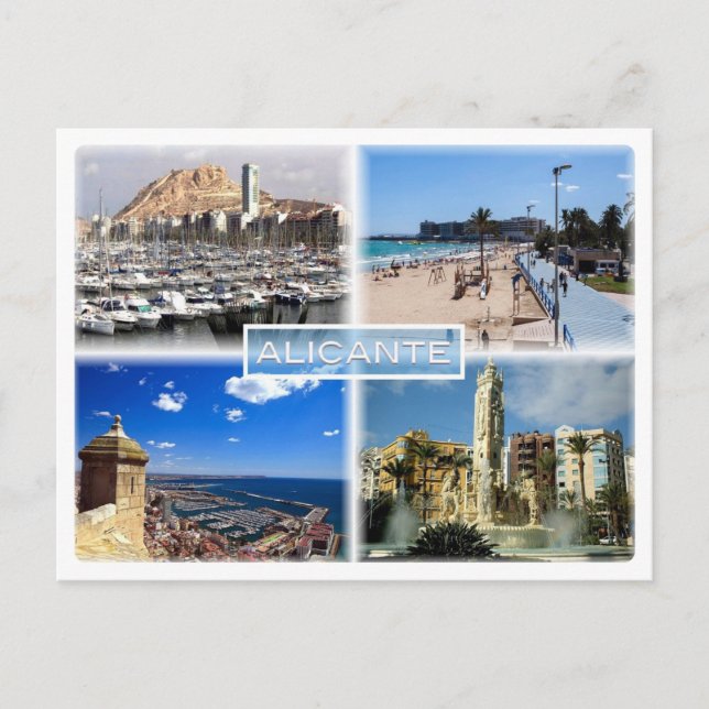 ES Alicante - Skyline - Postiguet beach - Explanad Postcard (Front)