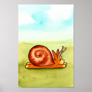 Es-Corg-O Snail Corgi Watercolor Print Poster