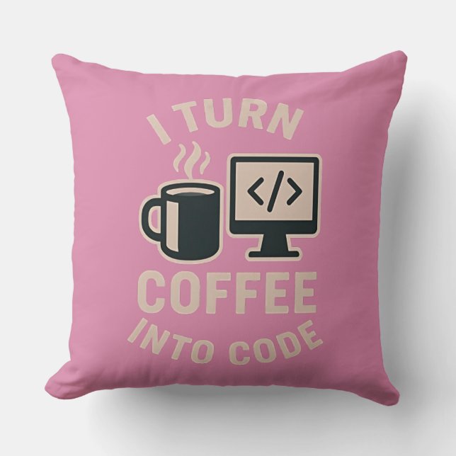 Es gracioso que convierta el café en código throw pillow (Front)