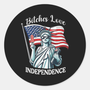Es Love Independence Funny 4th Of July Retro  Classic Round Sticker
