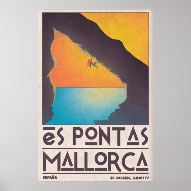 Es Pontas Climbing Poster Retro Mallorca Travel (Front)