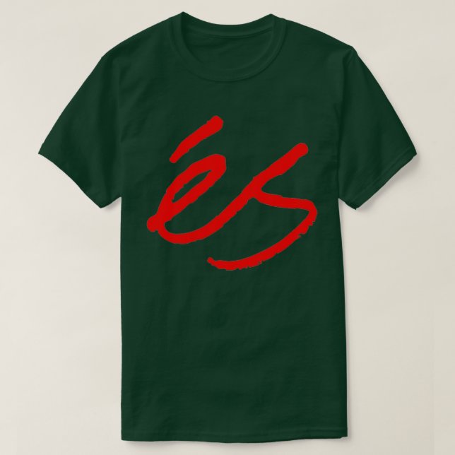 ES Skateboarding in RedTShirt T-Shirt (Design Front)