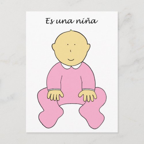 Es una Nia Its a Girl in Spanish Announcement Postcard