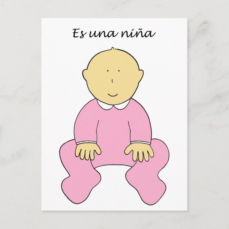 Es una Niña It's a Girl in Spanish Announcement Postcard Zazzle