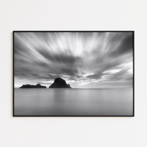 Es Vedra in Ibiza in black and white Poster