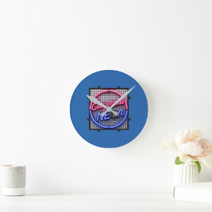 Esageroma Neon - Retro 1980s Synthwave Design Round Clock