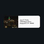 ESB Christmas Colors at night 01 Label<br><div class="desc">ESB Christmas Colors at night 01  =========

 The ESB dressed in Christmas colors of red and green,  against the backdrop of lower Manhattan skyline with a view of the World Trade Center and the New York City lights.  

 2012 ©NYCisMyMuse All rights reserved</div>