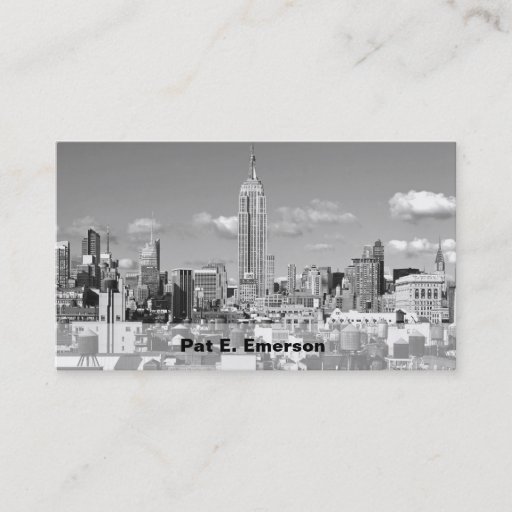 Customizable Empire State Building NYC Skyline Puffy Clouds BW Business Card
