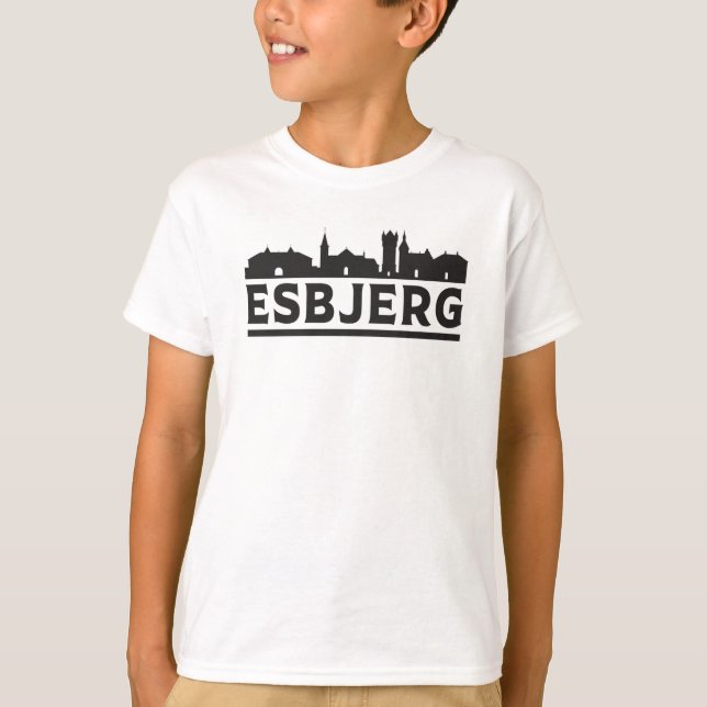 Esbjerg Denmark City Skyline Cityscape Travel Gift T-Shirt (Front)