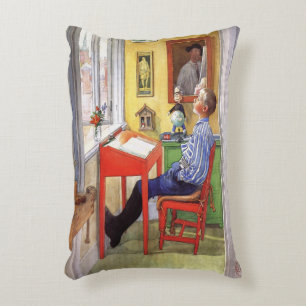 Esbjorn Doing His Homework by Carl Larsson Accent Pillow