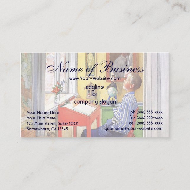 Esbjorn Doing His Homework by Carl Larsson Business Card (Front)
