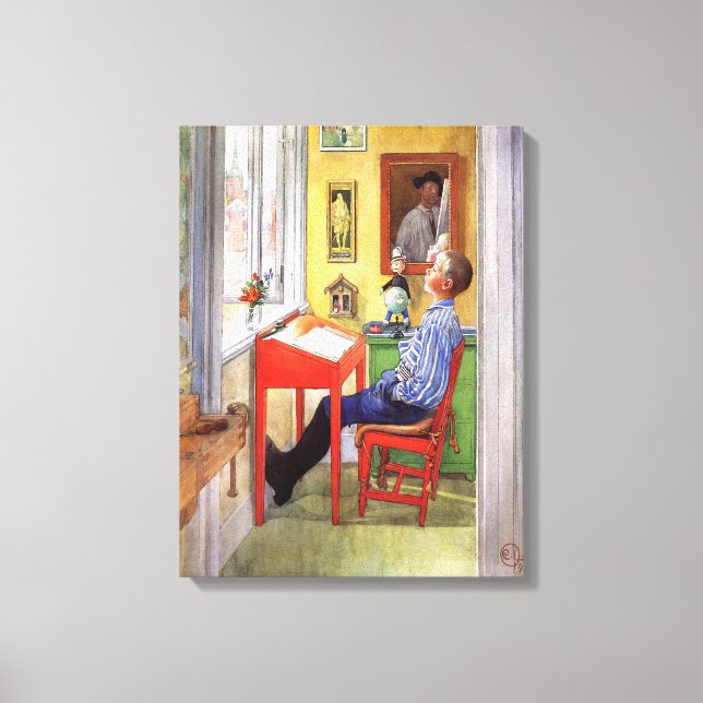 Esbjorn Doing His Homework by Carl Larsson Canvas Print (Front)