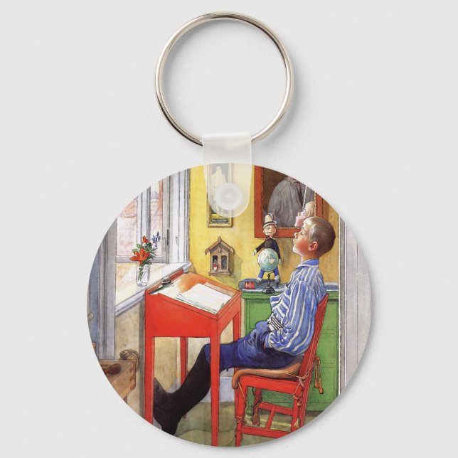 Esbjorn Doing His Homework by Carl Larsson Keychain (Front)