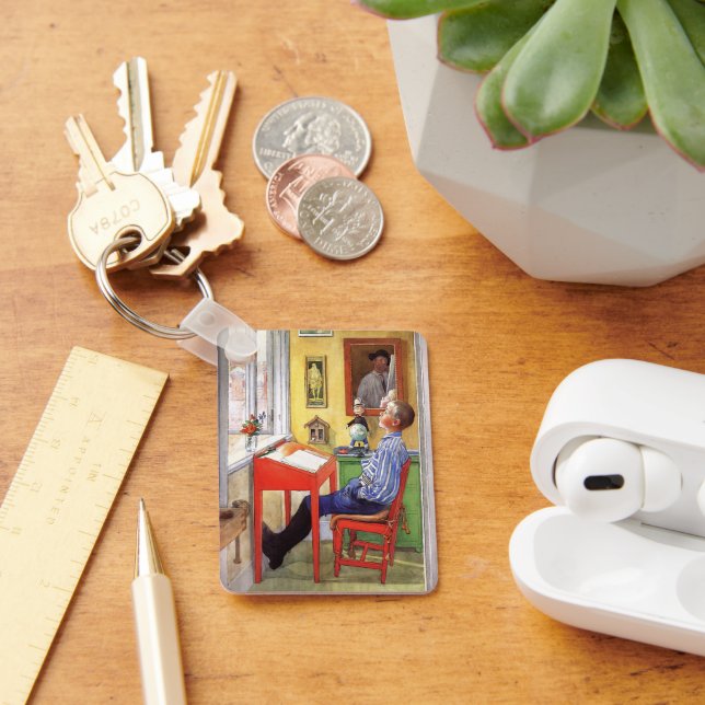 Esbjorn Doing His Homework by Carl Larsson Keychain (Desk)