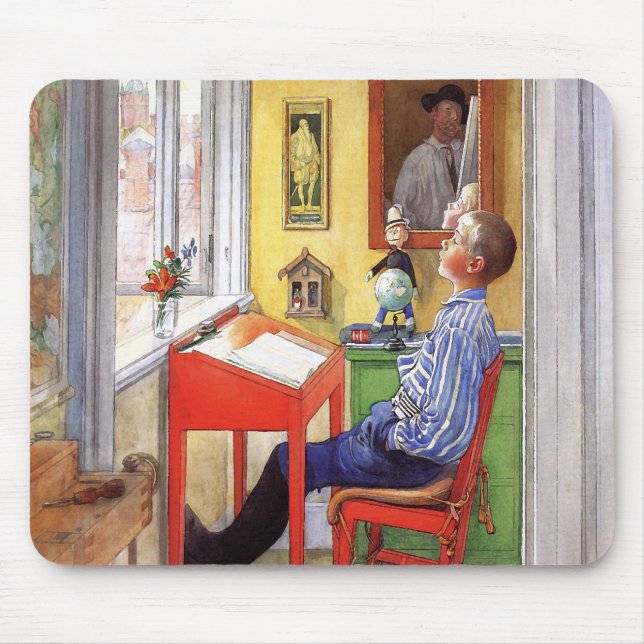 Esbjorn Doing His Homework by Carl Larsson Mouse Pad (Front)