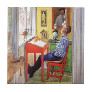 Esbjorn Doing His Homework by Carl Larsson Tile