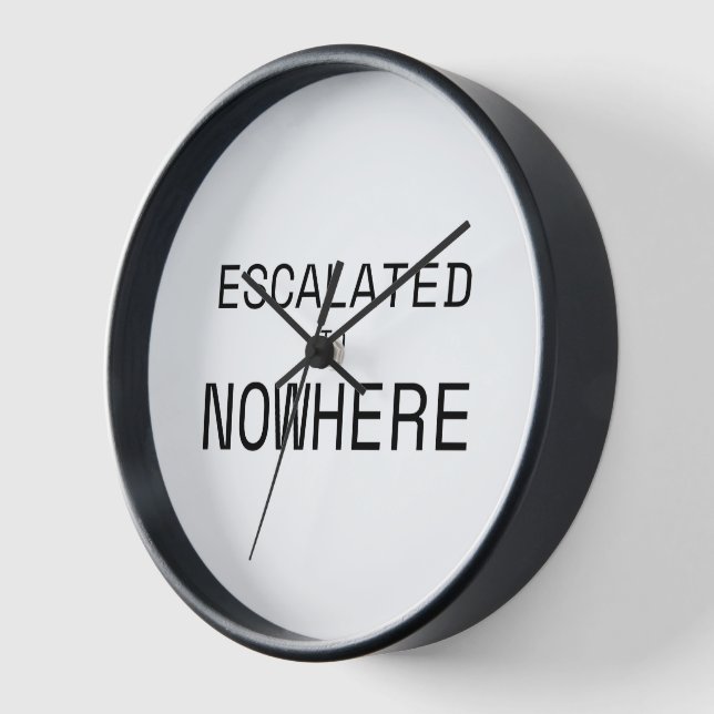 Escalated to Nowhere Analog Typography Wall Clock (Angle)