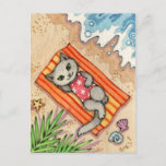 Escape - Cute Beach Cat Art Postcard