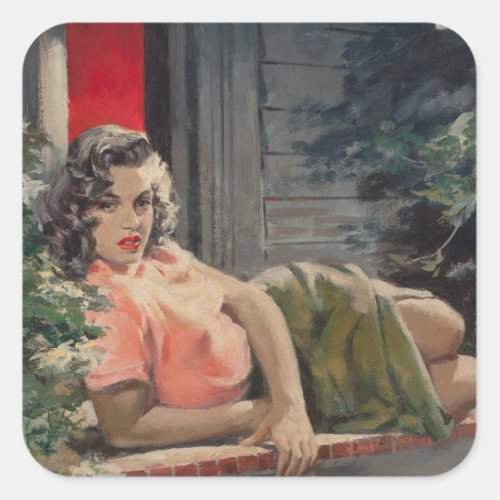 Escape from Morales Pin Up Art Square Sticker