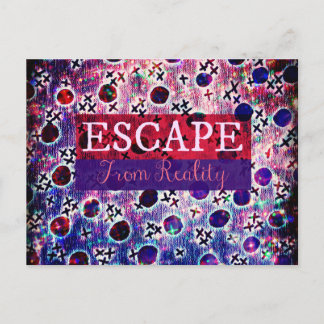 ESCAPE FROM REALITY Typography Purple Art Hipster Postcard