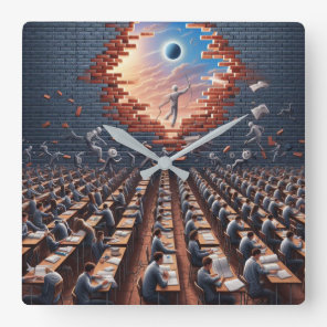 Escape from the Matrix: Surreal Exam Room Square Wall Clock