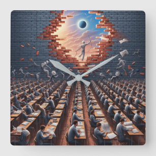 Escape from the Matrix: Surreal Exam Room Square Wall Clock