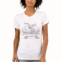 Escape into a book floral tshirt, reading