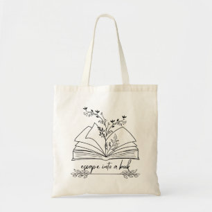 Escape Into a Book tote bag, gifts for book lovers