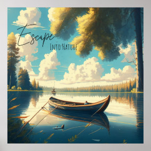 Escape Into Nature   Fishing Rowboat  Poster