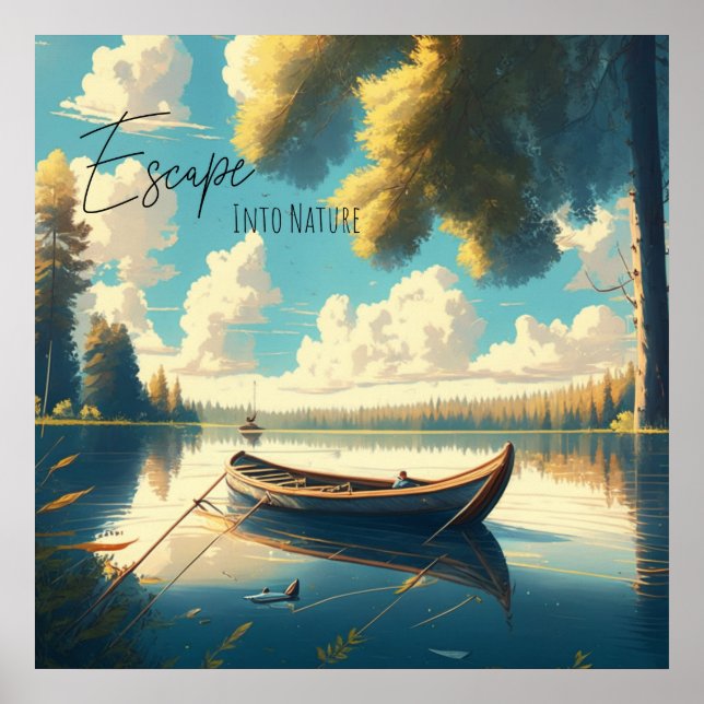 Escape Into Nature | Fishing Rowboat  Poster (Front)