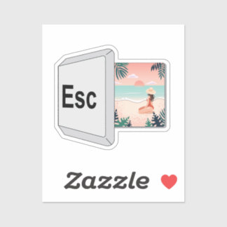 Escape keyboard to beach paradise sticker