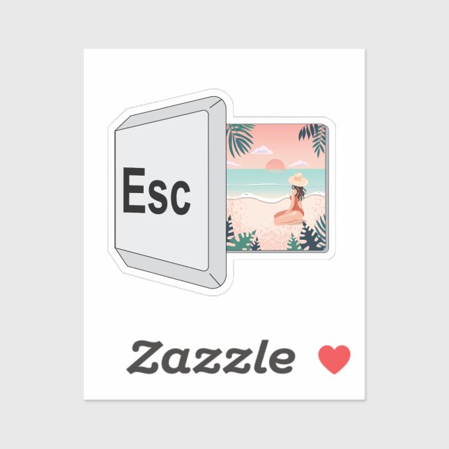 Escape keyboard to beach paradise sticker (Sheet)