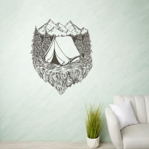 Escape Mountain Forest Tent Camping Wall Decal